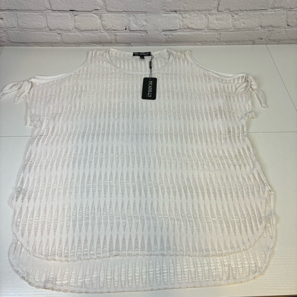 NWT Piccadilly White Knit Tie Tank Top - Picture 3 of 6